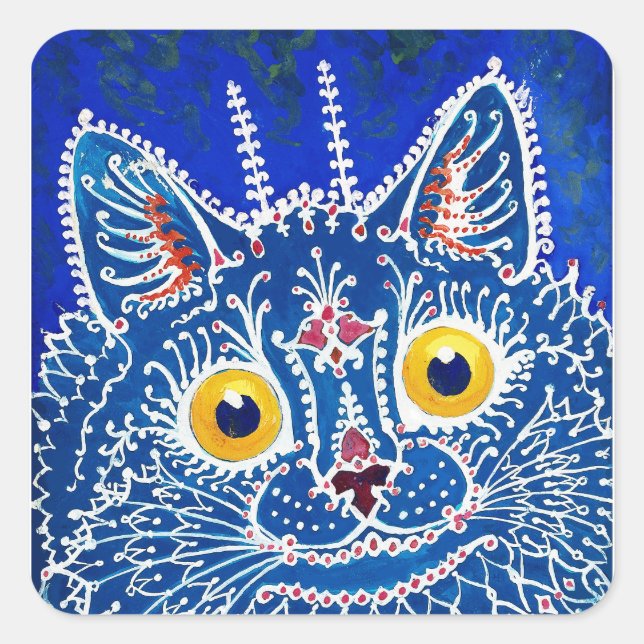 A cat in gothic style by Louis Wain  Square Sticker (Front)
