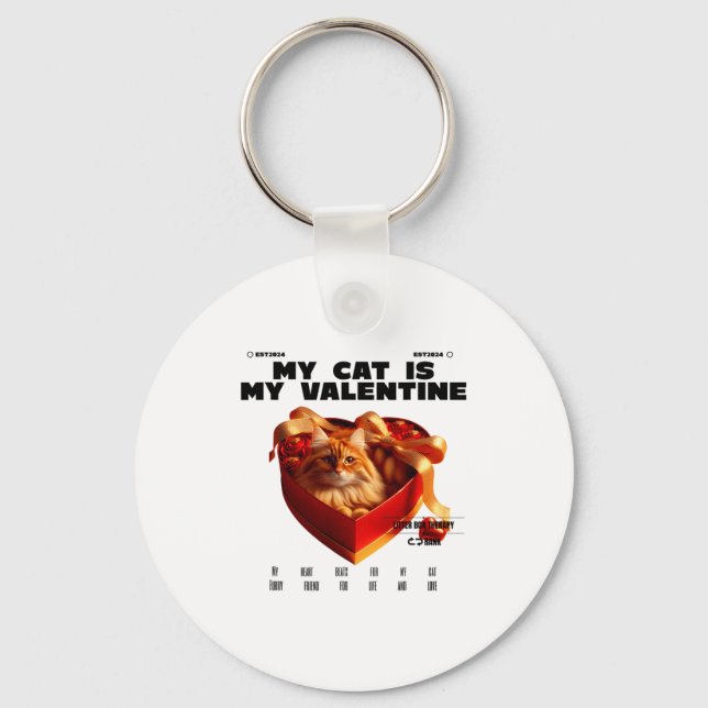 A Cat In The Box Therapy Happy Valentine Day Funny Key Ring (Front)