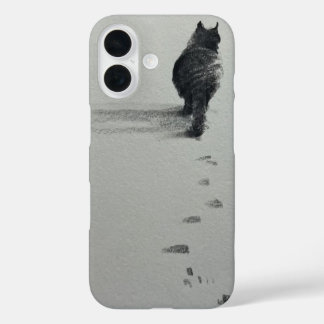 a cat in the snow 3 iPhone 16 case
