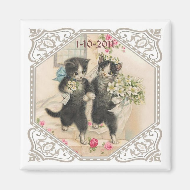 A Cat Lover's Save the Date Wedding Magnet (Front)