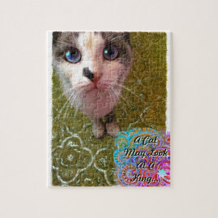 A Cat May Look At A King funny feline Jigsaw Puzzle
