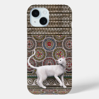 A cat on the mosaic iPhone 15 case