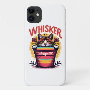 A cat peeking out from behind a flowerpot Case-Mate iPhone case