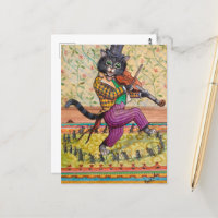 A Cat Playing a Fiddle by Louis Wain