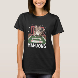 A Cat Playing Mahjong Tile Game Mahjong Player Ret T-Shirt