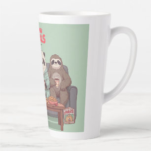 A Cat, Sloth, and Panda's Ultimate Netflix Night Latte Mug