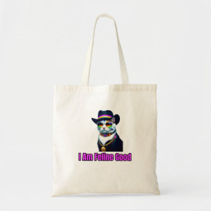 A Cat Wearing a Fedora and Sunglasses Tote Bag