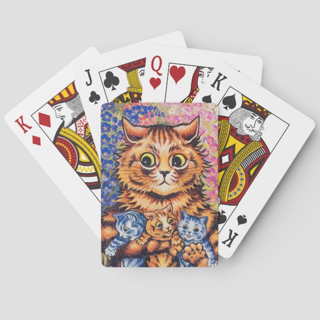 A Cat with her Kittens by Louis Wain Playing Cards (Back)