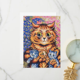 A Cat with her Kittens by Louis Wain Thank You Card