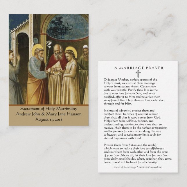 A Catholic Wedding Prayer Favour Holy Card (Front/Back)