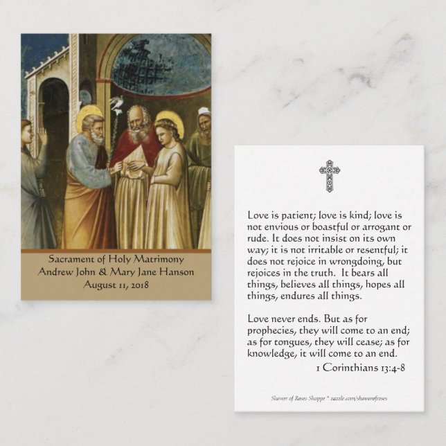 A Catholic Wedding Prayer Favour Holy Card (Front/Back)