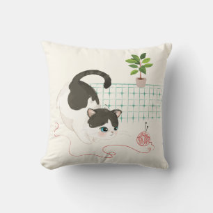 A Cat's Day - Red Yarn Cushion
