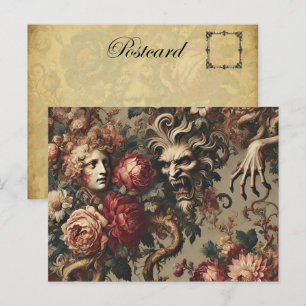 A Cautionary Flourish - Gothic Victorian  Holiday Postcard