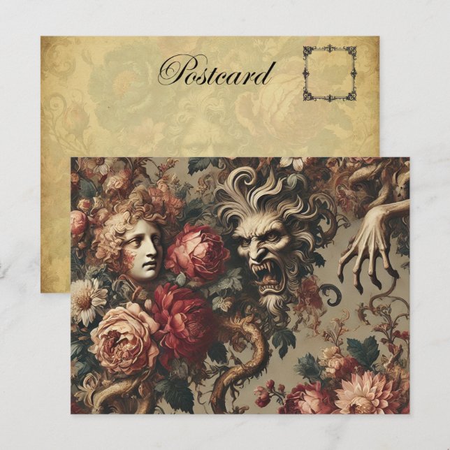 A Cautionary Flourish - Gothic Victorian  Holiday Postcard (Front/Back)
