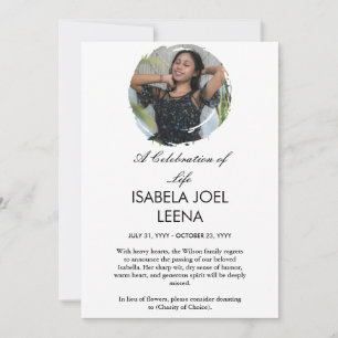 A Celebration Of Life Large Photo & Quote or Psalm Invitation