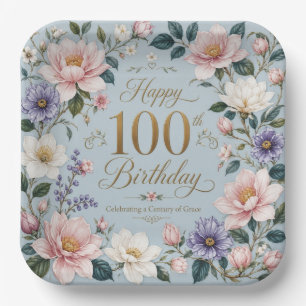 A Century of Blooming Grace Paper Plate