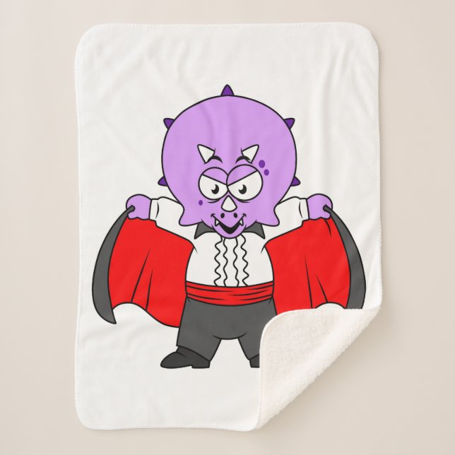 A Ceratops Dinosaur Dressed Up As Count Dracula. Sherpa Blanket (Front)