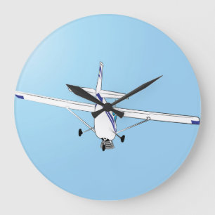 A Cessna in flight Large Clock