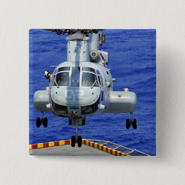 A CH-46E Sea Knight helicopter 15 Cm Square Badge (Front)