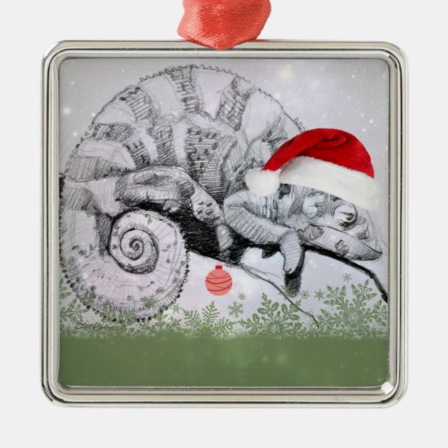 A Chameleon Christmas Metal Tree Decoration (Front)