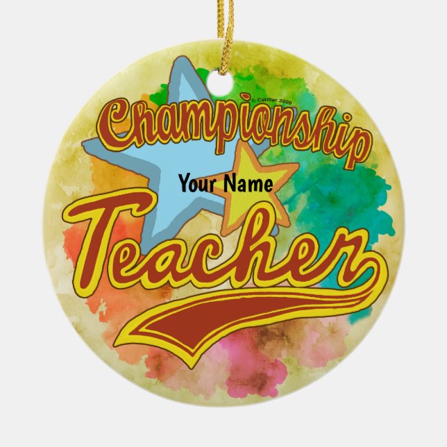 A Champion Teacher   Ceramic Tree Decoration (Front)