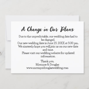A Change in Our Plans Personalised Details card