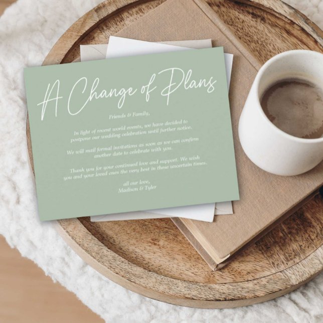 A Change of Plans Wedding Update Card (Creator Uploaded)