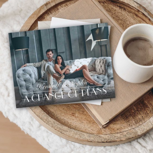 A Change of Plans Wedding Update Photo Announcement Postcard (Creator Uploaded)