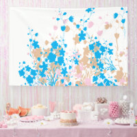 A charming arrangement of blue and pink flowers se