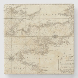 A chart of the British Channel Stone Coaster