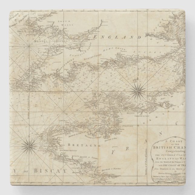 A chart of the British Channel Stone Coaster (Front)