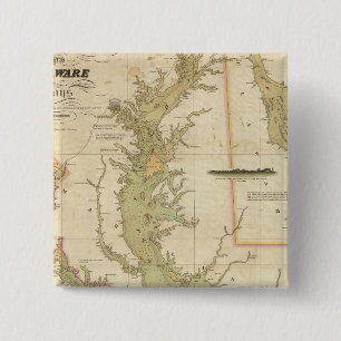A Chart of the Chesapeake And Delaware Bays 15 Cm Square Badge
