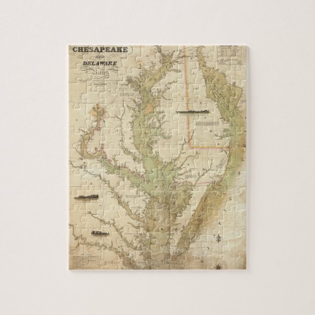 A Chart of the Chesapeake And Delaware Bays Jigsaw Puzzle (Vertical)