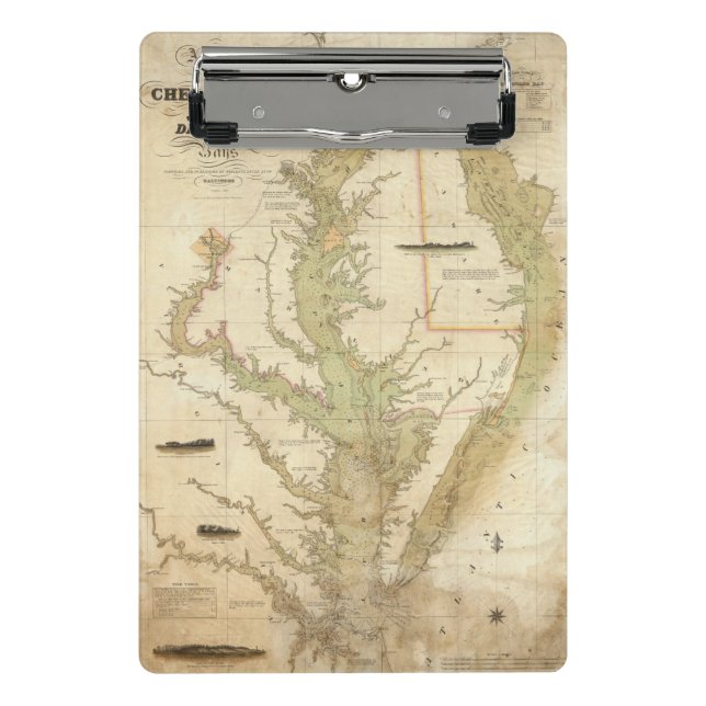 A Chart of the Chesapeake And Delaware Bays Mini Clipboard (Front)