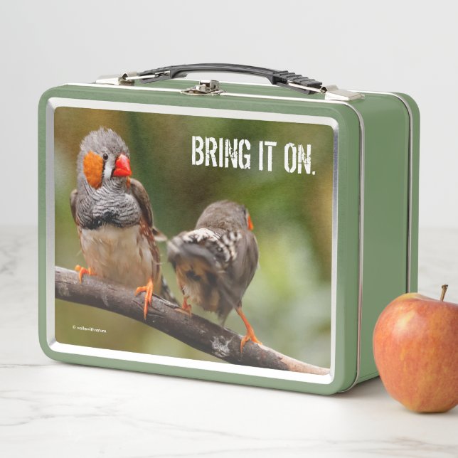 A Cheeky Pair of Zebra Finch Songbirds Metal Lunch Box (In Situ)