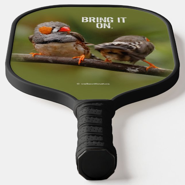 A Cheeky Pair of Zebra Finch Songbirds Pickleball Paddle (Laydown)