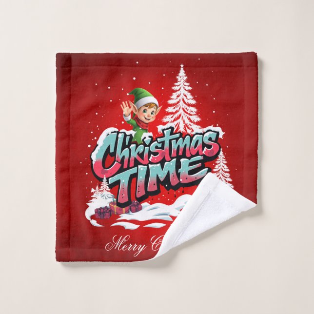 A cheerful cartoon elf  wash cloth (Wash Cloth)
