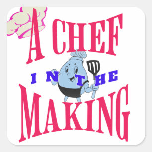A chef in the making square sticker