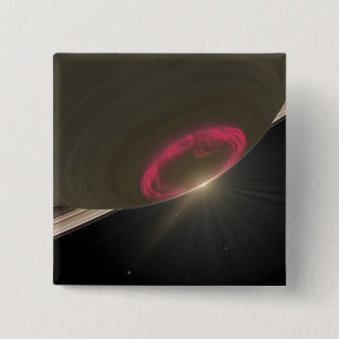 A cherry-red aurora 15 cm square badge