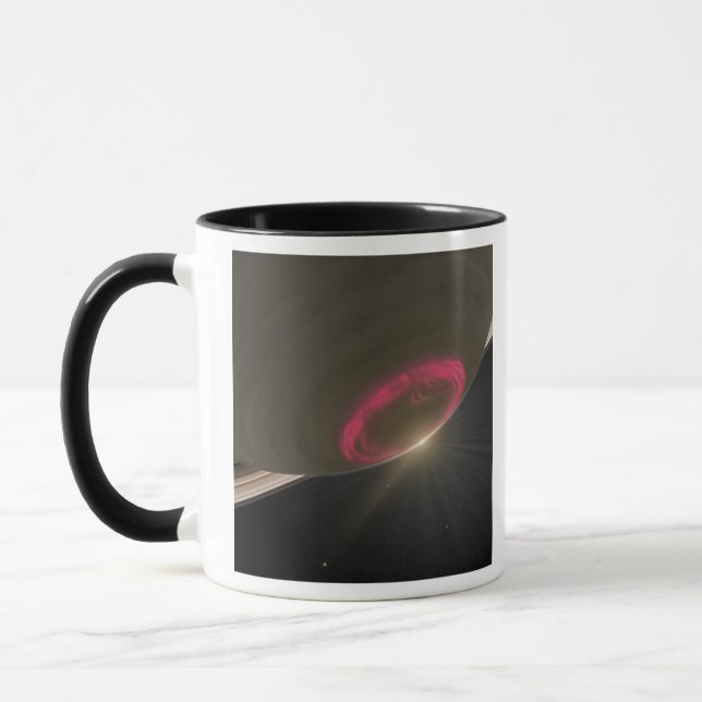 A cherry-red aurora mug (Left)