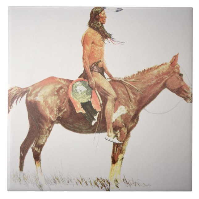 A Cheyenne Brave, 1901 (colour litho) Tile (Front)