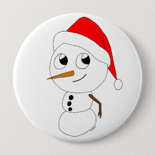 a chibi snowman  10 cm round badge