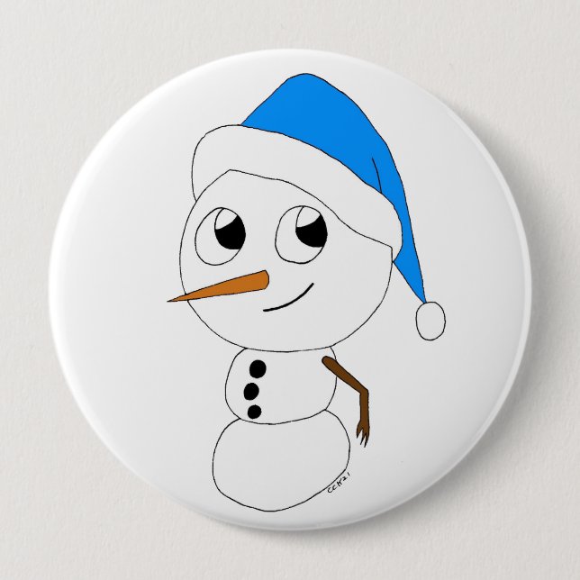 a chibi snowman   10 cm round badge (Front)