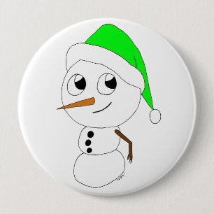 a chibi snowman   10 cm round badge