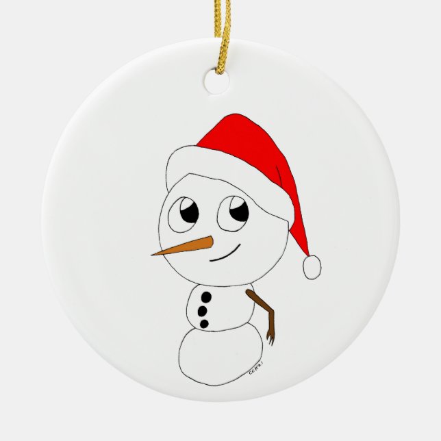 a chibi snowman    ceramic tree decoration (Front)