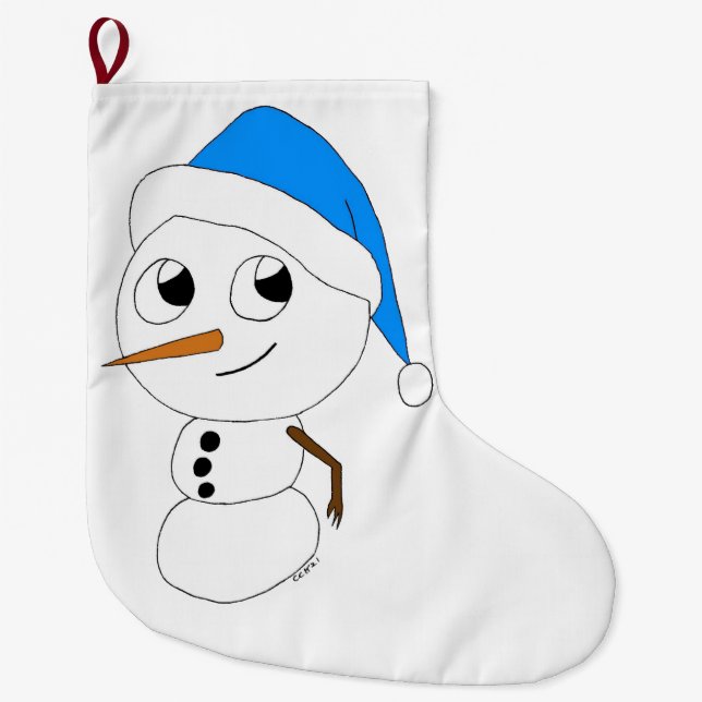a chibi snowman   large christmas stocking (Front)