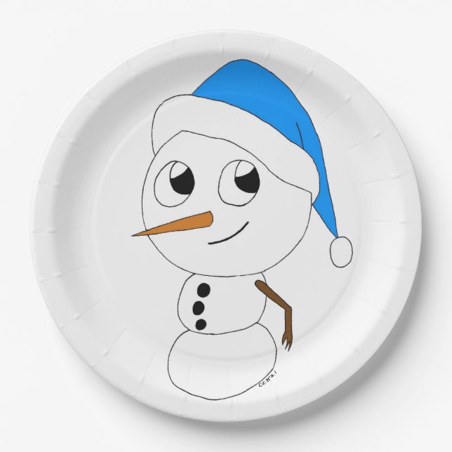 a chibi snowman   paper plate (Front)