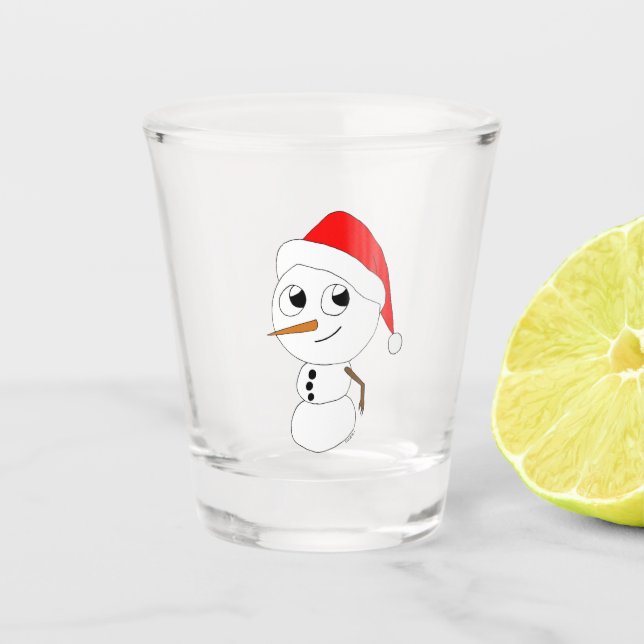 a chibi snowman   shot glass (Front)