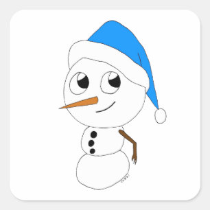a chibi snowman    square sticker