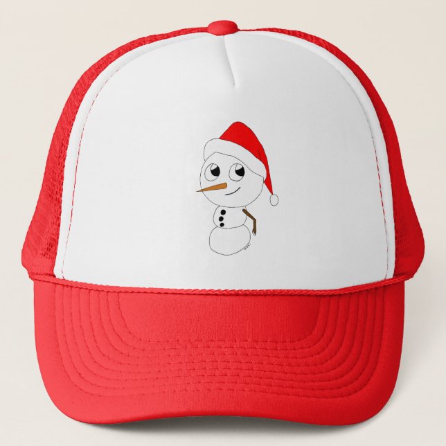 a chibi snowman  trucker hat (Front)